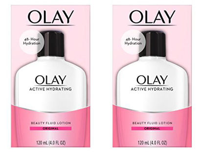Picture of Face Moisturizer by Olay, Active Hydrating Beauty Fluid Lotion, Original Facial Moisturizer, 4 Oz. (Pack of 2) Packaging may Vary