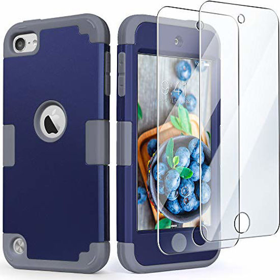 GetUSCart iPod Touch Armor Case with 2 Screen Protectors IDweel 3 in 1 Hard PC Case Silicone Shockproof for Kids Heavy Duty Hard Case Cover for 2019 iPod Touch 7th 6th 5th Generation