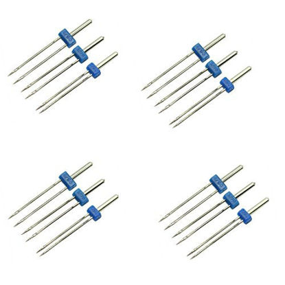Picture of Farmunion Twin Stretch Machine Needle Double Twin Needles Pins 12 pcs (3pcs Twin Needle Size Mixed 2.0/90 3.0/90 4.0/90)