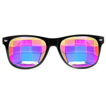 Picture of GloFX Bug Eye Ultimate Kaleidoscope Glasses (Black, Bug Eye Lens) - Rave Rainbow EDM Diffraction