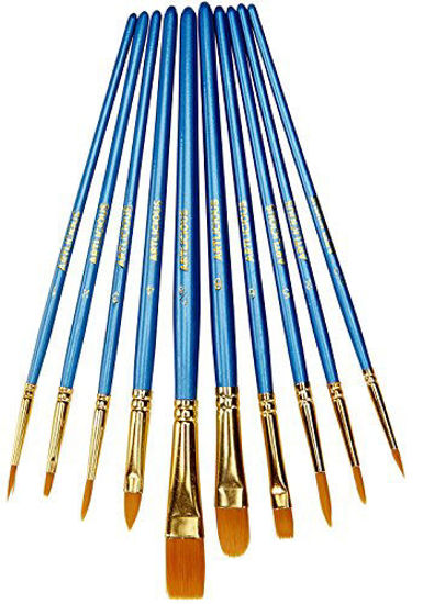 Picture of Artlicious - 10 Hand Made All Purpose Nylon Hair Brush Set - Acrylic, Oil, Watercolor Paints