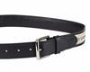 Picture of Tommy Hilfiger Men's Ribbon Inlay Belt - Ribbon Fabric Design with Single Prong Buckle, black/natural, 36