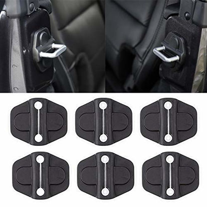 Picture of YOCTM Door Lock Decoration Cover for 2018 2019 2020 2021 2022 Jeep Wrangler JL JLU Unlimited Sahara Sports Rubicon Gladiator JT Door Lock Cover Sticker Parts Accessories Black (4Door) (Pack of 6)