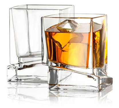 Picture of JoyJolt Carre Square Scotch Glasses, Old Fashioned Whiskey Glasses 10-Ounce, Ultra Clear Whiskey Glass for Bourbon and Liquor Set Of 2 Glassware