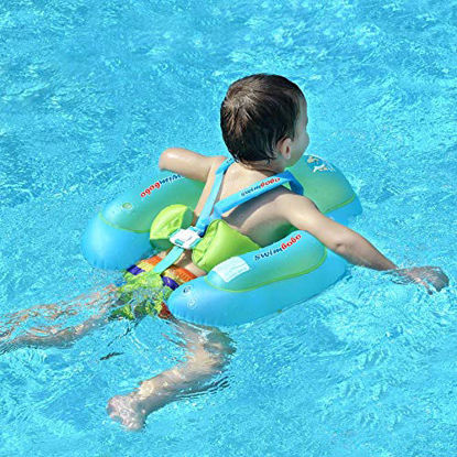 Picture of New Upgraded Swimbobo Baby Swimming Float Kids Inflatable Swim Ring with Safety Support Bottom Swimming Pool Accessories for 3-36 Months (Blue, L)