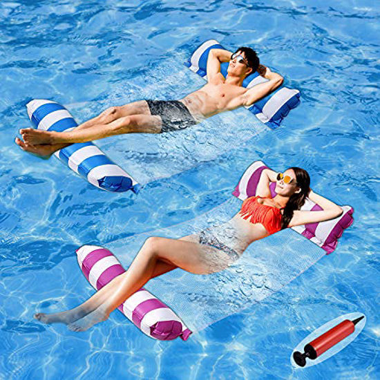 GetUSCart- Pool Floats Adult Size - 2 Pack 4-in-1 Inflatable Pool Float  Pool floaties with Air Pump,Fun Water Toys as Pool Lounger,Pool  Hammock,Chair,Pool Raft,Lake Floats for Swimming Pool