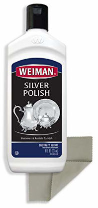 Picture of Weiman Silver Cleaner and Polish - 8 Ounce with Polishing Cloth - Ammonia Free - Polish Silver Jewelry Sterling Silver Antique Silver Gold Brass Copper and Aluminum