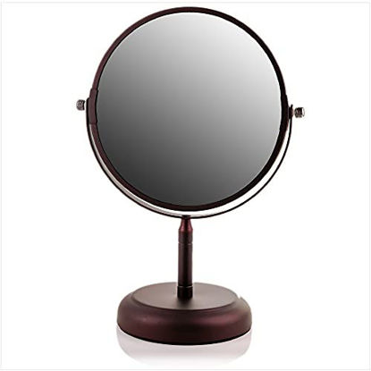 Picture of Ovente 7'' Tabletop Vanity Makeup Mirror, 1X & 5X Magnification, Spinning Double Sided Round Magnifier, Ideal for Dressers, Vanity, Office & Bathroom, Antique Bronze MNLDT70ABZ1X5X
