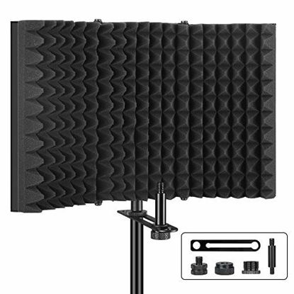 Picture of Aokeo Professional Studio Recording Microphone Isolation Shield, Pop Filter.High density absorbent foam is used to filter vocal. Suitable for Blue Yeti and any condenser microphone recording equipment
