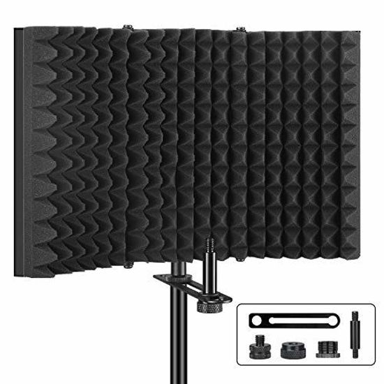 Picture of Aokeo Professional Studio Recording Microphone Isolation Shield, Pop Filter.High density absorbent foam is used to filter vocal. Suitable for Blue Yeti and any condenser microphone recording equipment