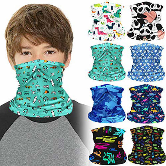 Picture of 8 Pieces Kids Neck Gaiters UV Protection Bandana Balaclavas Kids Summer UV Sun Protection Face Scarf for Outdoors Sports Favors