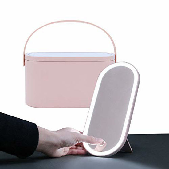 makeup bag with mirror and light Bag Mirror Cosmetic Case Luxury PU Large  Capacity Portable Travel Makeup Bags for Women - AliExpress