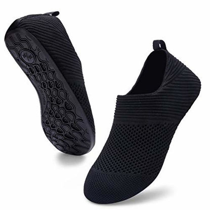 Picture of ANLUKE Womens Mens Water Sports Shoes Barefoot Quick-Dry Aqua Yoga Socks Slip-on (36/37, KBlack)