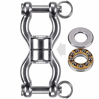Picture of SELEWARE Silent Bearing Swing Swivel, 360° Rotational Device Hanging Accessory with 2 Removeable Buckle for Tree Swing, Hammock Chair, Climbing Rope, Yoga, Kids Swing Swivel, 1200LB Capacity