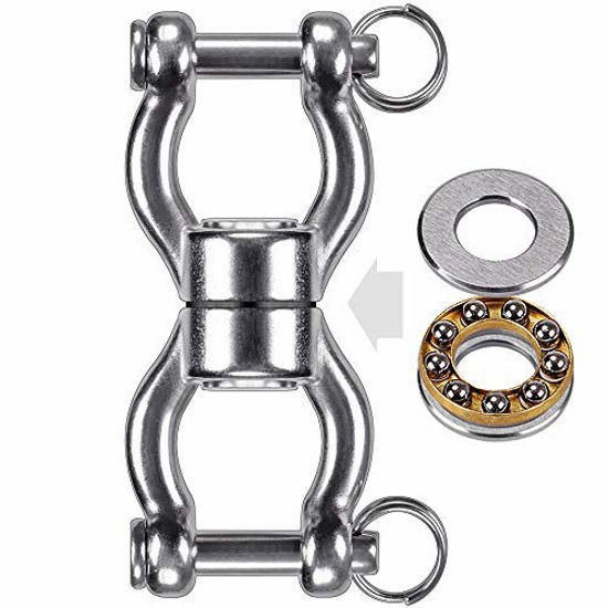 Picture of SELEWARE Silent Bearing Swing Swivel, 360° Rotational Device Hanging Accessory with 2 Removeable Buckle for Tree Swing, Hammock Chair, Climbing Rope, Yoga, Kids Swing Swivel, 1200LB Capacity