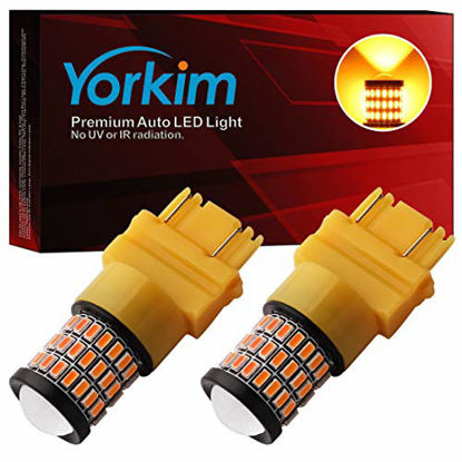 Picture of Yorkim 3157 LED Bulb Amber 3157 LED turn signal bulb 3157 LED blinker bulb 3157a led bulb 4157 bulb 3056 3156 3057 4057 led 3157 rear turn signal bulb front turn signal bulb 3457 led bulb, Pack of 2