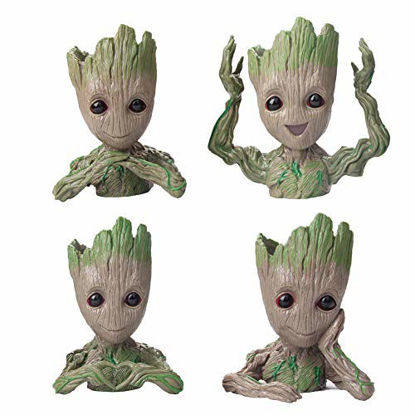 Picture of Flowerpot Treeman Baby Groot Succulent Planter Cute Green Plants Flower Pot Guardians of The Galaxy(4 Packs in 1 Box)1