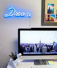 Picture of Isaac Jacobs 17" by 6" inch LED Neon Blue Dream Wall Sign for Cool Light, Wall Art, Bedroom Decorations, Home Accessories, Party, and Holiday Decor: Powered by USB Wire (Dream)