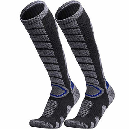 Picture of WEIERYA Ski Socks 2 Pairs Pack for Skiing, Snowboarding, Cold Weather, Winter Performance Socks Grey Medium