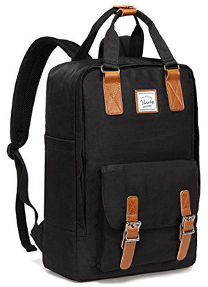 Picture of School Backpack for Men and Women,VASCHY Unisex Vintage Water Resistant Casual Daypack Rucksack Bookbag for College Fits 15inch Laptop Black