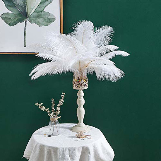 Picture of 12-14inch (30~35cm) Real Natural Ostrich Feathers Bulk Great Decorations for Christmas Halloween Home Party Wedding Centerpieces White (10)