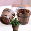 Picture of Vtete 3 Pcs Rustic Succulent Planter Box Wood Barrels Flower Pot Plant Container Box for 3 Different Sizes (No Flower)