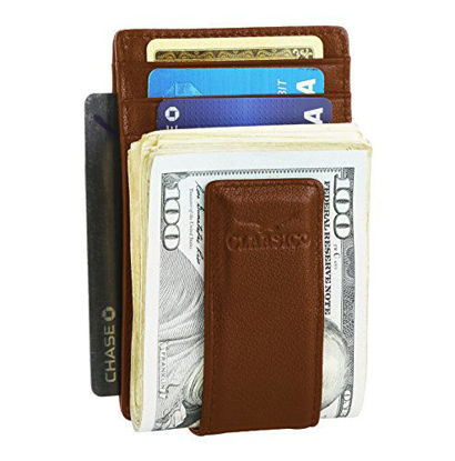 Picture of Money Clip - Men's Leather Wallet Slim Front Pocket RFID Blocking with Super Strong Magnetic