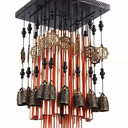 Picture of fengshuisale Outdoor Indoor 28 Metal Tube Wind Chime with Copper Bell Large Windchimes for Patio Garden Terrace W Red String Bracelet W3089