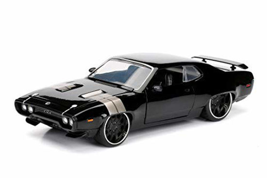 GetUSCart- Jada Toys Fast & Furious 1:24 Dom's Plymouth GTX Die-cast Car,  Toys for Kids and Adults, Black, Standard