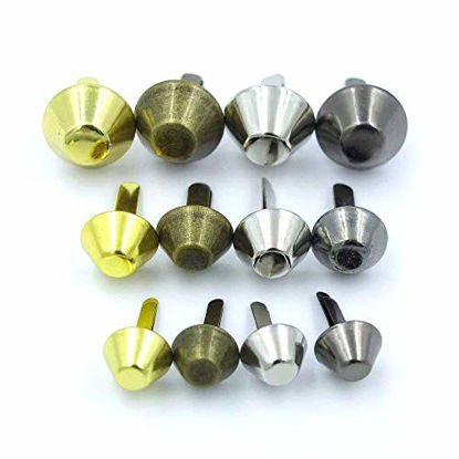 Picture of 100 pcs 3/8" 1/2" 5/8" 10 12 15mm Flat Purse Handbag Feet Nailheads Stud Spike Buckles 4 color choice