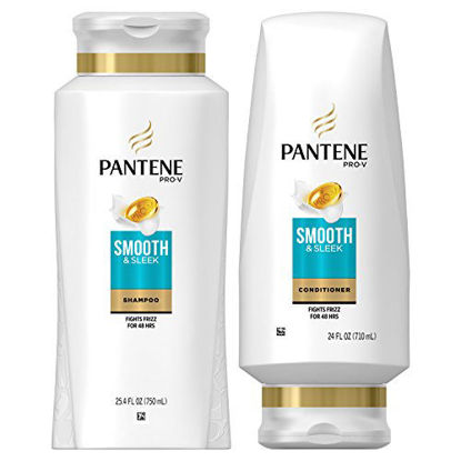 Picture of Pantene Argan Oil Shampoo 25.4 OZ and Conditioner 24 OZ for Dry Hair, Smooth and Sleek, Bundle Pack (Packaging May Vary)