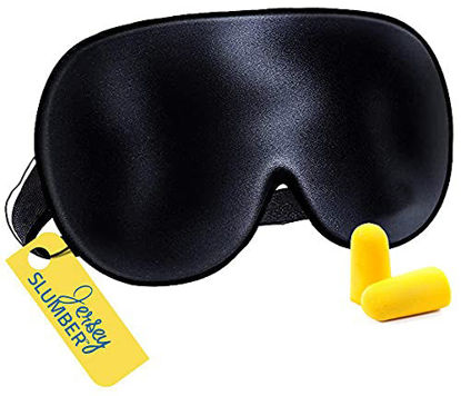 Picture of 100% Silk Sleep Mask For A Full Night's Sleep | Comfortable & Super Soft Eye Mask With Adjustable Strap | Works With Every Nap Position | Ultimate Sleeping Aid / Blindfold, Blocks Light Jersey Slumber