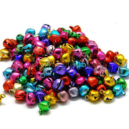 Picture of 300 Assorted 9mm Bright Color Jingle Bells with Loop for Charms or Dangles in a Mix of Colors