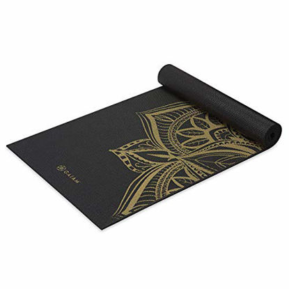 Picture of Gaiam Yoga Mat Premium Print Extra Thick Non Slip Exercise & Fitness Mat for All Types of Yoga, Pilates & Floor Workouts, Metallic Bronze Medallion, 6mm