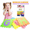 Picture of SAFEST Non Toxic Alphabet Puzzle Mat | THICKEST ABC + Numbers 0 to 9 Flooring Mat | Bonus Fun Learning eBook | Reusable Carry Bag | Kids Learn & Play with Interlocking Puzzle Pieces | Eva Foam