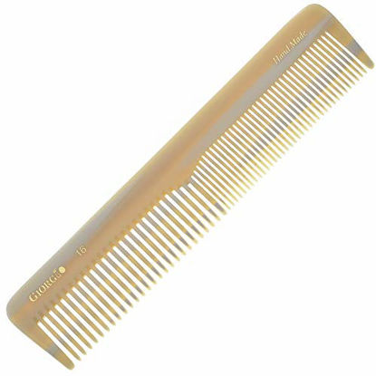 Picture of Giorgio G16 Double Tooth Hair Dressing Table Comb, Fine and Wide Tooth Dresser Comb For Hair, Beard and Mustache, Coarse and Fine Hair Styling Comb. Handmade Saw-Cut from Cellulose and Hand Polished