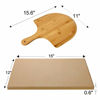 Picture of AUGOSTA Pizza Stone for Oven and Grill, Free Wooden Pizza Peel Paddle, Durable and Safe Baking Stone for Grill, Thermal Shock Resistant Cooking Stone, 15 x 12 Inch