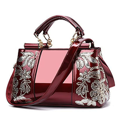 Picture of Nevenka Women Patent Leather Fashion Handbags (Wine Red)