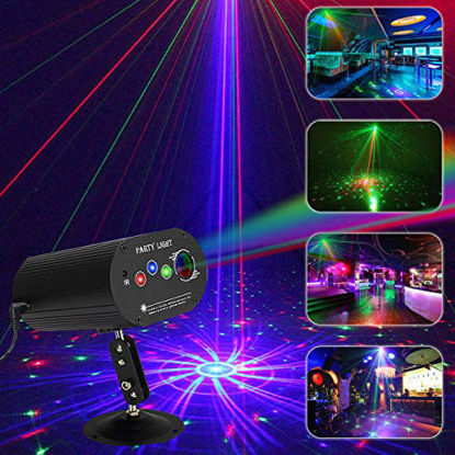 Picture of AZIMOM Party Lights DJ Disco Stage Laser Lights Sound Activated Strobe Lights RGB Light Projector with 48Patterens Background Lights Remote Control for Halloween Party KTV Decorations