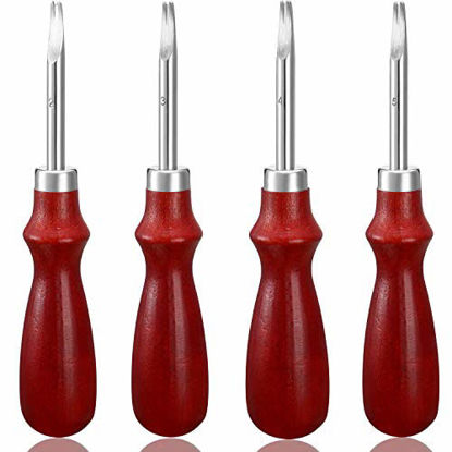 Picture of 4 Pieces Edge Leather Beveler Craft Keen Edge Beveler Cutting Beveling Leather Skiver Tool for DIY (1.5 mm, 1.2 mm, 1.0 mm, 0.8 mm)