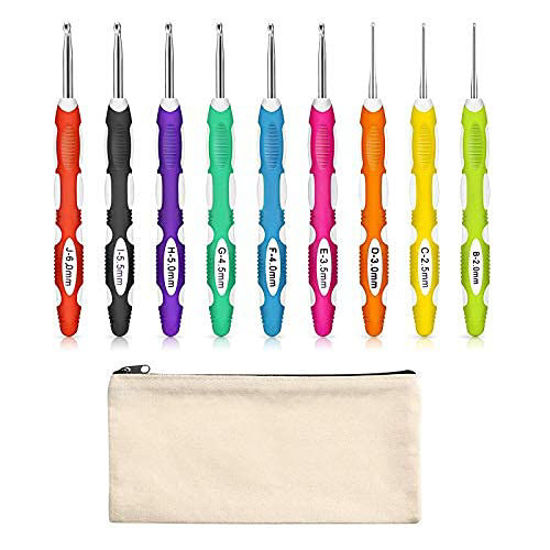Picture of 9 Pieces Crochet Hooks Ergonomic Crochet Hooks Set Crochet Hook Needles for Arthritic Hands with a Case