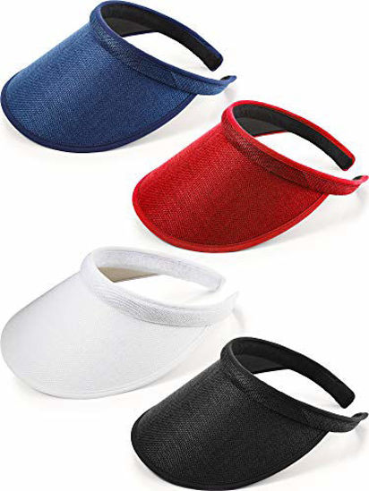 Picture of Clip on Visor Sun Visor Hat Wide Brim Clip on Head Cap Visors for Women (Black, White, Navy Blue, Red, 4)