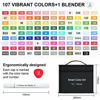 Picture of 108 Pack Art Markers, 107 Coloring Markers and 1 Blender, Alcohol Based Dual Tip Permanent Markers Highlighters with Case, Excellent for Adults Kids Marking Drawing Sketching by Smart Color Art