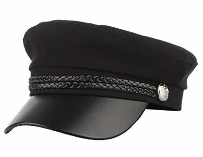 Picture of Brcus Men Women Yacht Captain Sailor Hat Newsboy Cabbie Baker Boy Peaked Beret Cap Black
