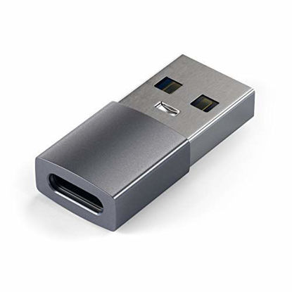Picture of Satechi Type-A to Type-C Adapter Converter - USB-A Male to USB-C Female - Compatible with iMac, MacBook Pro/MacBook, Laptops, PC, Computers and More (Space Gray)