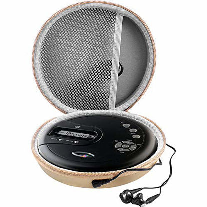 Picture of Portable CD Player Case Compatible with GPX PC332B PC807B NAVISKAUTO Gueray HOTT  Monodeal Jensen Personal Compact Disc Player, Travel Carrying Stoarge Holder for Earphone and USB Cable - Gold