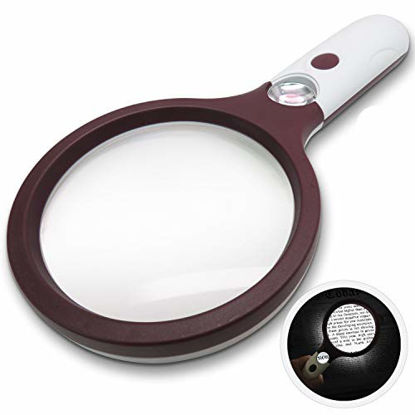 Picture of Extra Large 4X Magnifying Glass with 4 Ultra Bright LED Lights & 25X Zoom Lens, [Upgraded] Adjustable Brightness Level Illunimated Magnifier for Reading Small Prints, Aging Eyes Seniors & Hobbies