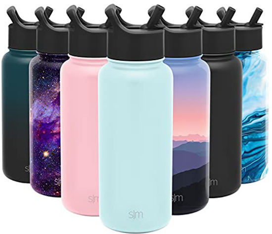 BPA Free Simple Modern Summit Water Bottles with Reusable Straw Lid Hydro Insulated Thermal Flask for Hot or Cold Drinks 415/530/650/945ml Stainless Steel Metal Reusable Water Bottle for Kids,Adults
