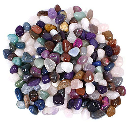 Picture of Tumbled Polished Natural & Dyed Gem Stones 5 Pounds (lbs) + Educational Color ID Sheet & 27 page Rock & Mineral Identification Book. Average Stone Size 1 inch, Limited Edition, Dancing Bear Brand