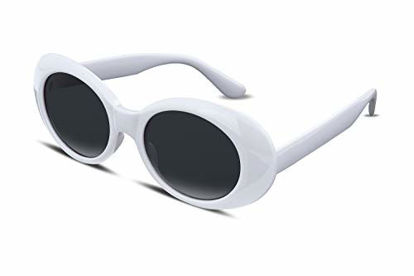 Picture of FEISEDY White Clout Goggles Sunglasses Women Men Retro Oval Sunglasses Girls Boys Sunglasses B2253